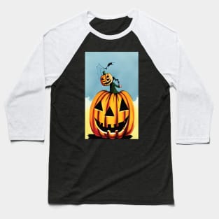 Halloween Scary Evil Pumpkin Funny Pumpkin Head Baseball T-Shirt